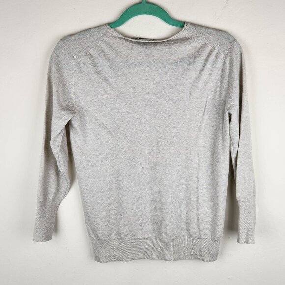 J. Crew 100% Merino Wool Lightweight V-Neck Sweater Heather Gray sz S Flawed - Picture 2 of 14